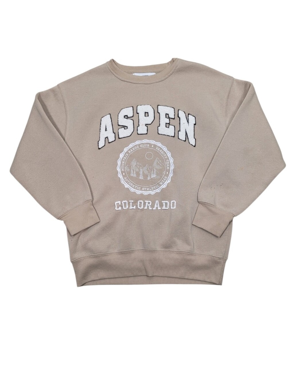 2/$20 Ukids Tan Colour Aspen Colorado Logo Sweatshirt Top OversizedSize: M Youth